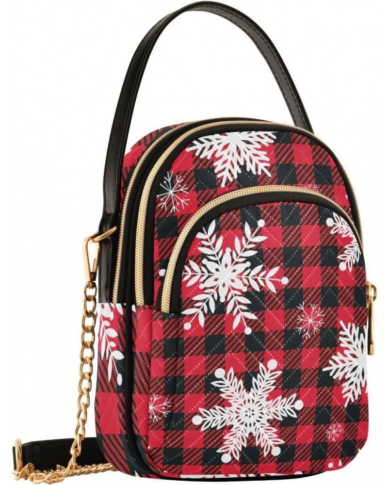 Small Crossbody Bags for Women Trendy Vintage Christmas Snowflake Buffalo Plaid Travel Sling Bag Women's Crossbody Handbags S...