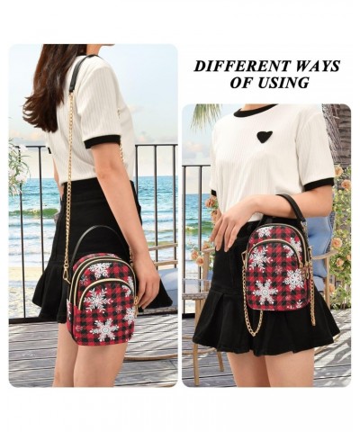 Small Crossbody Bags for Women Trendy Vintage Christmas Snowflake Buffalo Plaid Travel Sling Bag Women's Crossbody Handbags S...