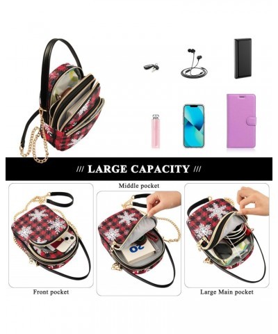 Small Crossbody Bags for Women Trendy Vintage Christmas Snowflake Buffalo Plaid Travel Sling Bag Women's Crossbody Handbags S...