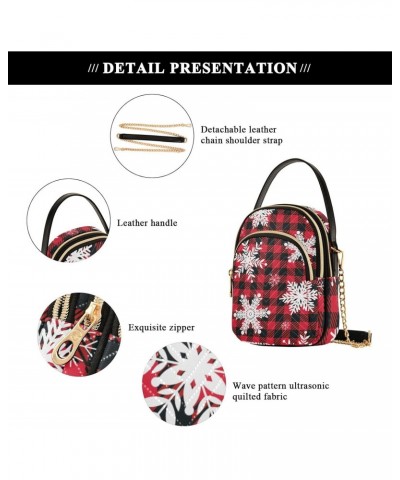 Small Crossbody Bags for Women Trendy Vintage Christmas Snowflake Buffalo Plaid Travel Sling Bag Women's Crossbody Handbags S...