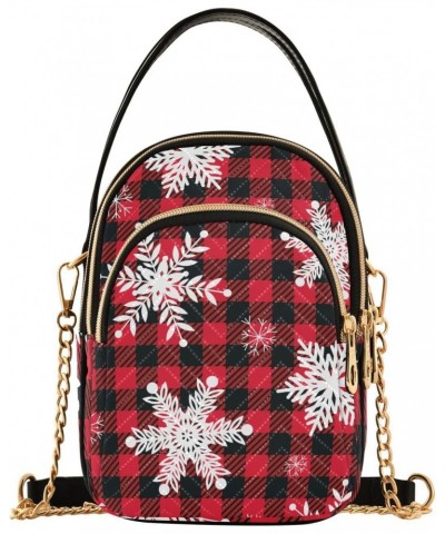 Small Crossbody Bags for Women Trendy Vintage Christmas Snowflake Buffalo Plaid Travel Sling Bag Women's Crossbody Handbags S...