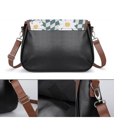 Printed Crossbody Bags Women City Leather Shoulder Bag Satchel Hobo Bags Trendy Cat Cosmonaut Poster Color10 $20.00 Hobo Bags