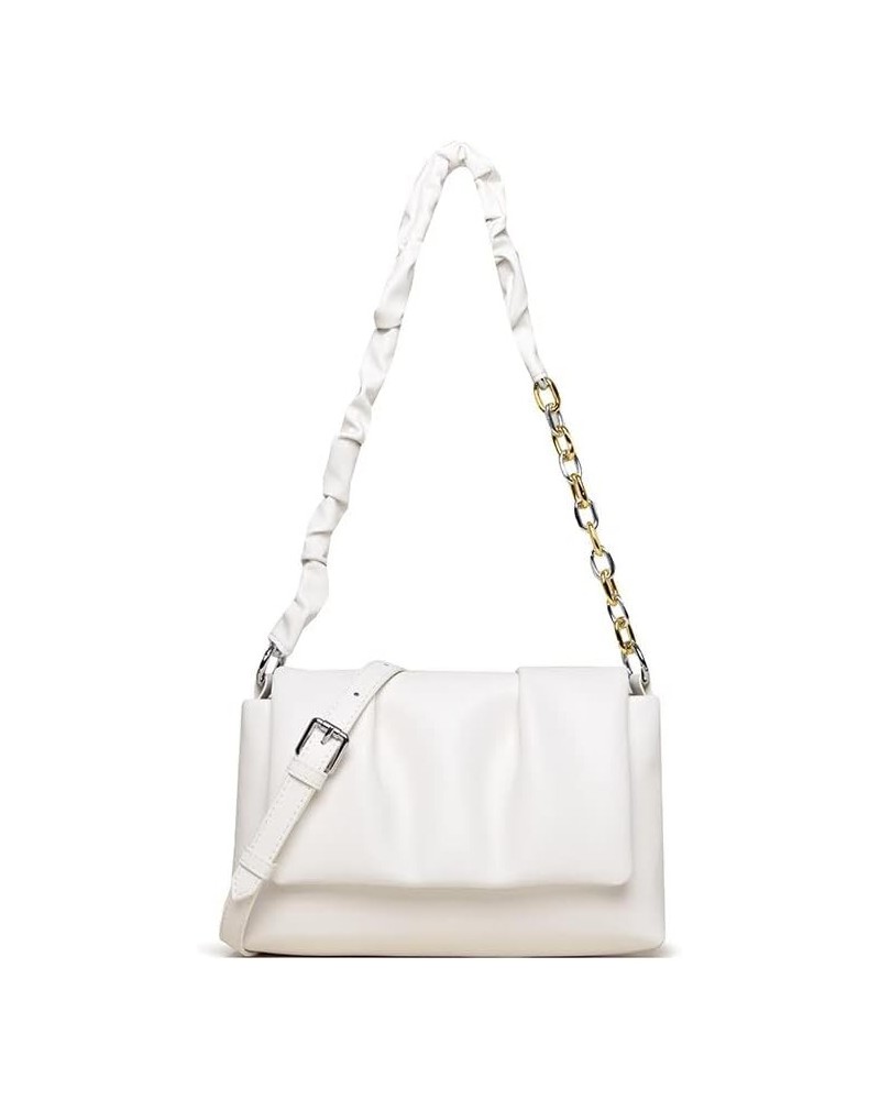 Soft Solid Color Genuine Leather Women Shoulder Crossbody Bags Designer Chain Ladies Handbags Cowhide Messenger Tote Beige 24...