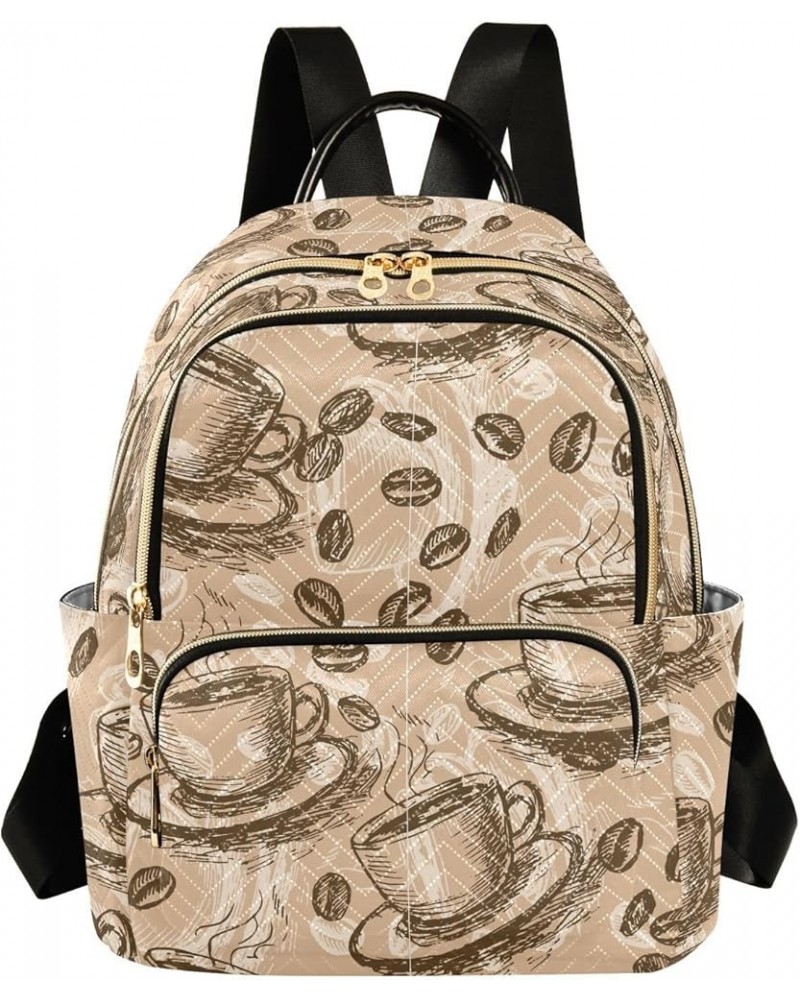 Coffee Bean Seamless Casual Fashion Polyester Travel Rucksack Shoulder Bag Color Medium $22.19 Backpacks