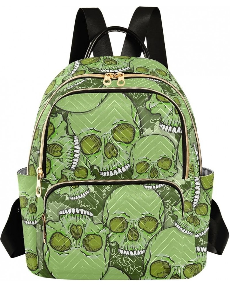 Camouflage Skull Green Women's Backpack Purse Causal Daypack Work Travel College Business Trip Bag Shoulder Bag Medium $17.63...