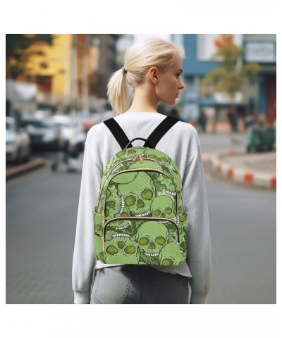 Camouflage Skull Green Women's Backpack Purse Causal Daypack Work Travel College Business Trip Bag Shoulder Bag Medium $17.63...