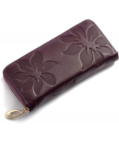 Women's Leather Wallets Credit Card Cash Holder Large Capacity Clutch Wristlet,Red Purple $10.34 Wristlets