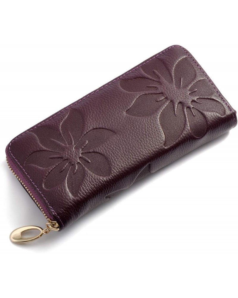 Women's Leather Wallets Credit Card Cash Holder Large Capacity Clutch Wristlet,Red Purple $10.34 Wristlets