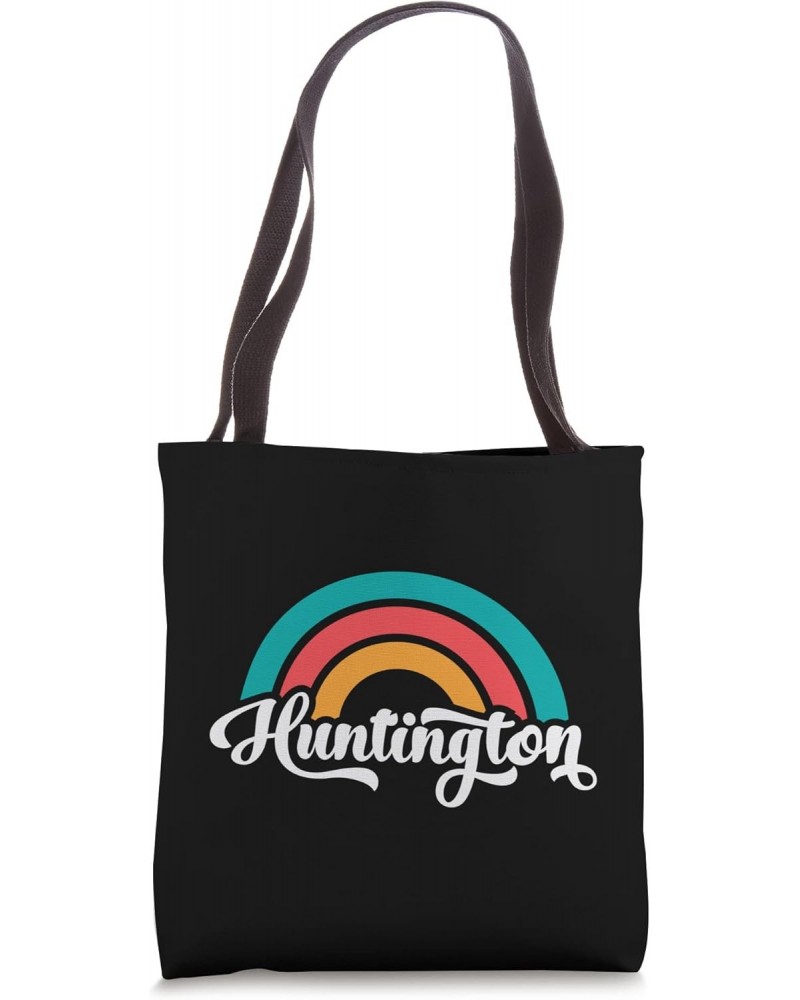 HUNTINGTON WV Retro Script Design With Rainbow Tote Bag $11.40 Totes