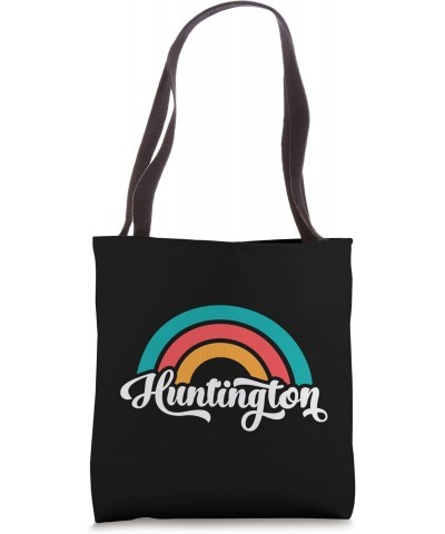 HUNTINGTON WV Retro Script Design With Rainbow Tote Bag $11.40 Totes