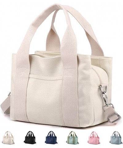 Canvas Tote Bag Handbag for Women, Shoulder Bag with Zipper Compartments Multi Pockets for Everything M-beige $8.61 Totes