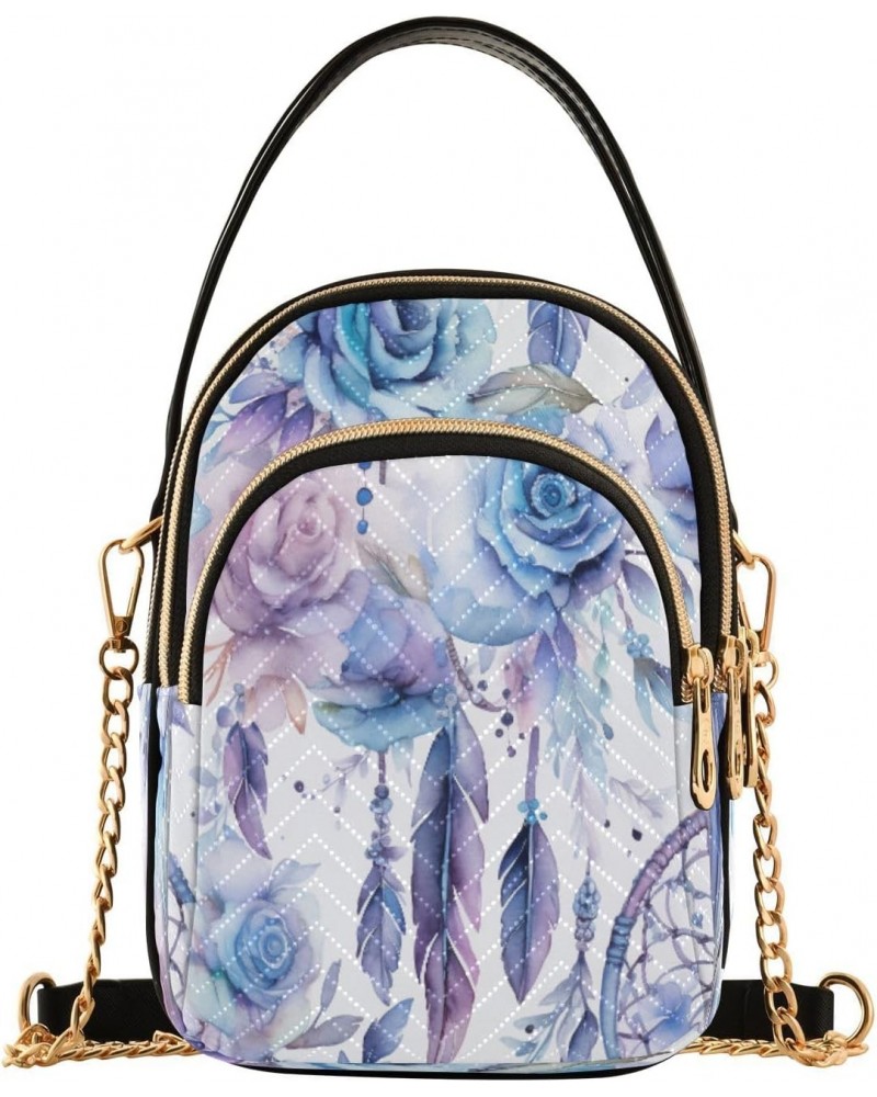 Quilted Crossbody Bags for Women,2watercolor Blue Flowers Women's Crossbody Handbags Small Travel Purses Phone Bag $10.56 Cro...