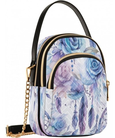 Quilted Crossbody Bags for Women,2watercolor Blue Flowers Women's Crossbody Handbags Small Travel Purses Phone Bag $10.56 Cro...