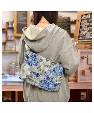 Floral Flower Furry Tote Bag for Women Crossbody Bag Shoulder Purse Handbag Hobo Purse with Zipper for Daily Use $12.38 Totes