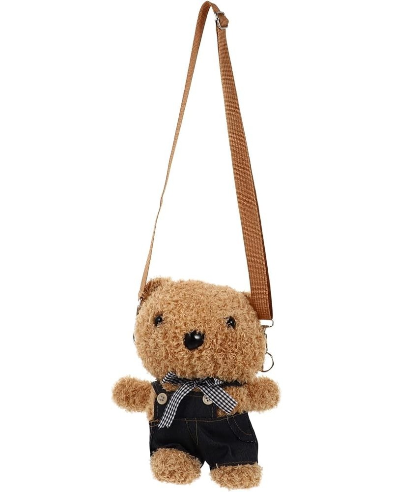 Cartoon Bear Cross- body Bag Plush Single Shoulder Bag Lovely Travel Storage Bag Blue $9.23 Shoulder Bags