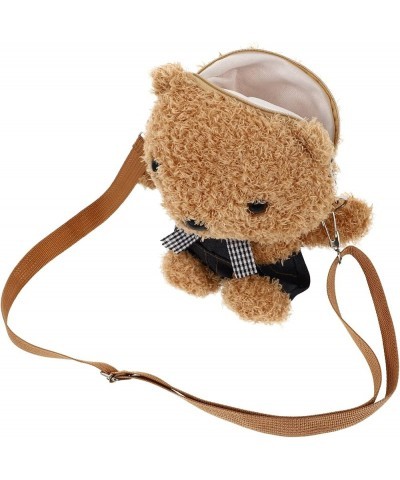 Cartoon Bear Cross- body Bag Plush Single Shoulder Bag Lovely Travel Storage Bag Blue $9.23 Shoulder Bags