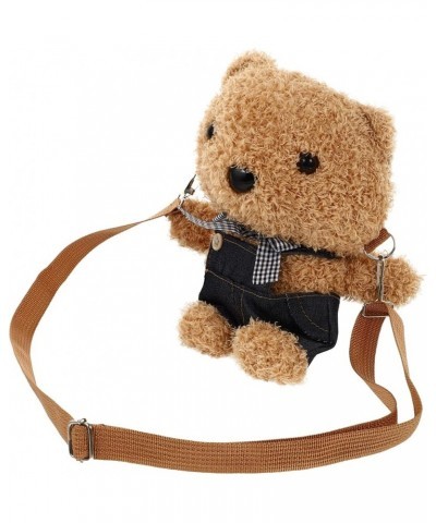 Cartoon Bear Cross- body Bag Plush Single Shoulder Bag Lovely Travel Storage Bag Blue $9.23 Shoulder Bags