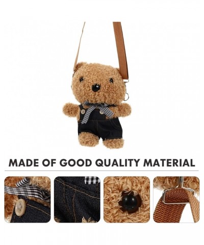 Cartoon Bear Cross- body Bag Plush Single Shoulder Bag Lovely Travel Storage Bag Blue $9.23 Shoulder Bags