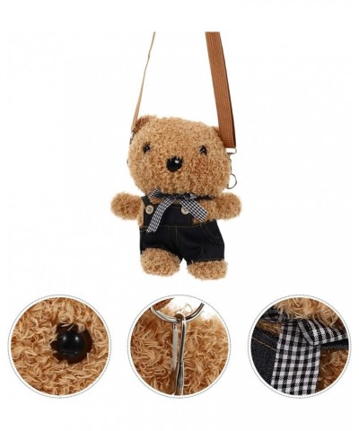 Cartoon Bear Cross- body Bag Plush Single Shoulder Bag Lovely Travel Storage Bag Blue $9.23 Shoulder Bags