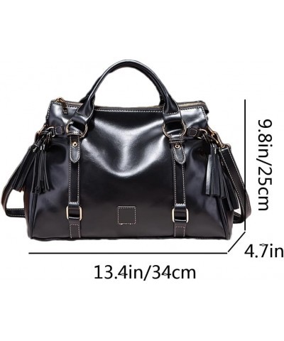 Women Hobo Tote Purse Handbag Faux Leather Top-handle Shoulder Bag with Tassel Pendant Red Black $29.68 Totes