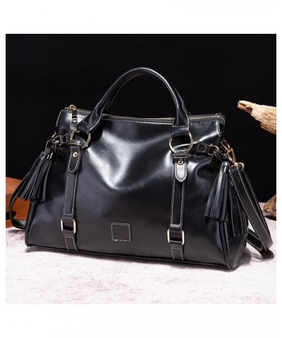 Women Hobo Tote Purse Handbag Faux Leather Top-handle Shoulder Bag with Tassel Pendant Red Black $29.68 Totes