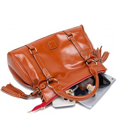 Women Hobo Tote Purse Handbag Faux Leather Top-handle Shoulder Bag with Tassel Pendant Red Black $29.68 Totes