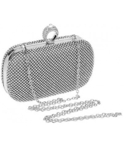 Rhinestone Evening Clutch Silver $18.40 Evening Bags