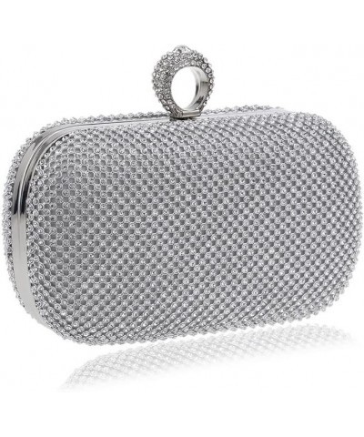 Rhinestone Evening Clutch Silver $18.40 Evening Bags