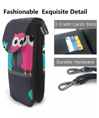 Women Small Cell Phone Purse Cute Owls Pattern Soft, Durable and Waterproof PU Leather Convenient for Daily use and Travel $1...