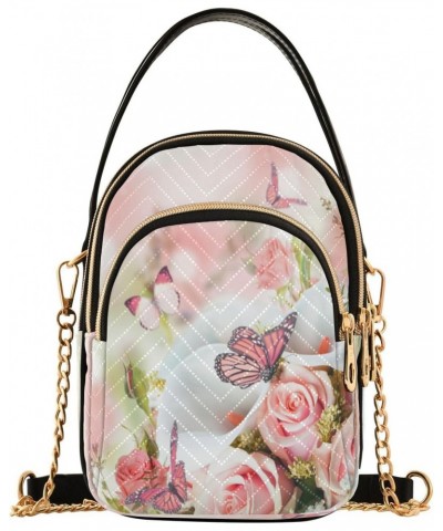 Quilted Crossbody Bags for Women,Butterfly Floral Spring Women's Crossbody Handbags Small Travel Purses Phone Bag $8.80 Cross...