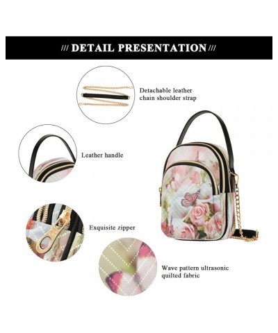 Quilted Crossbody Bags for Women,Butterfly Floral Spring Women's Crossbody Handbags Small Travel Purses Phone Bag $8.80 Cross...