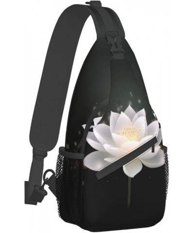 Lotus Flower Print Men'S Casual Crossbody Chest Bag - A Versatile Accessory For Everyday Use And Short Trips Black $19.75 Cro...