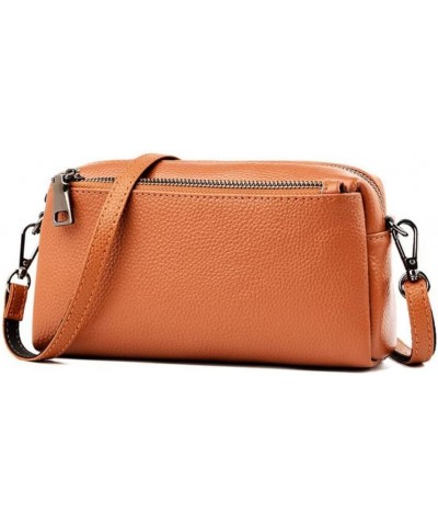 Genuine Leather Crossbody Bag for Women Small Size Handbag Mobile Phone Cluch Pouch Orange $20.15 Totes