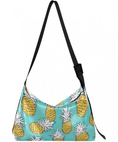 Pineapples Leaves Turquoise Hobo Bags for Women Purses Leather Crossbody Bag Handbag Shoulder Bag for Travel Gifts Work $16.8...