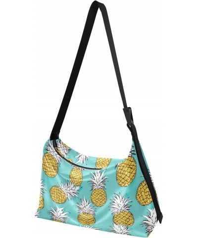 Pineapples Leaves Turquoise Hobo Bags for Women Purses Leather Crossbody Bag Handbag Shoulder Bag for Travel Gifts Work $16.8...