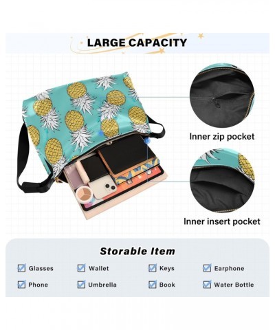 Pineapples Leaves Turquoise Hobo Bags for Women Purses Leather Crossbody Bag Handbag Shoulder Bag for Travel Gifts Work $16.8...