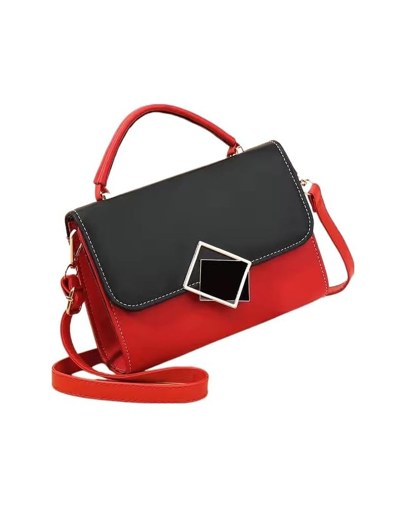 Women's Contrast Color Handbag Fashion Bag Crossbody Bag Top Ring Purse Adjustable Strap Patchwork Shoulder Bags Red $11.26 T...