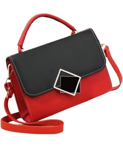 Women's Contrast Color Handbag Fashion Bag Crossbody Bag Top Ring Purse Adjustable Strap Patchwork Shoulder Bags Red $11.26 T...