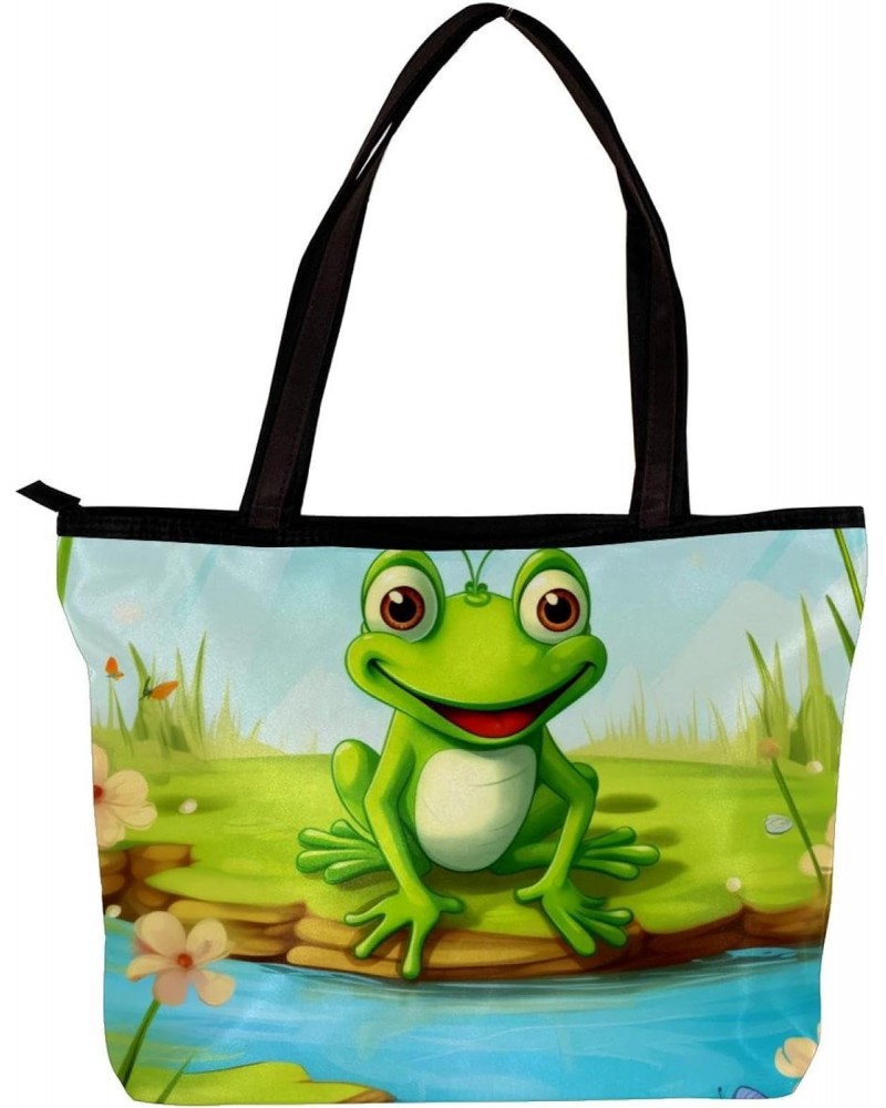 Handbags for Women, Zipper Tote Bag, Shoulder Bag, funny frog cartoon $12.95 Totes