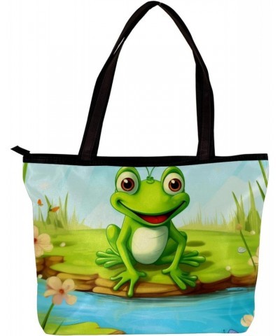 Handbags for Women, Zipper Tote Bag, Shoulder Bag, funny frog cartoon $12.95 Totes