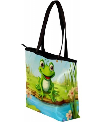 Handbags for Women, Zipper Tote Bag, Shoulder Bag, funny frog cartoon $12.95 Totes