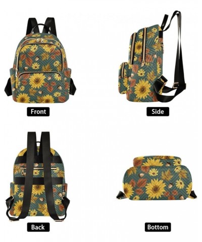 Autumn Sunflowers with Teal Women Backpack Purse Shoulder Bag Color Small $18.47 Backpacks