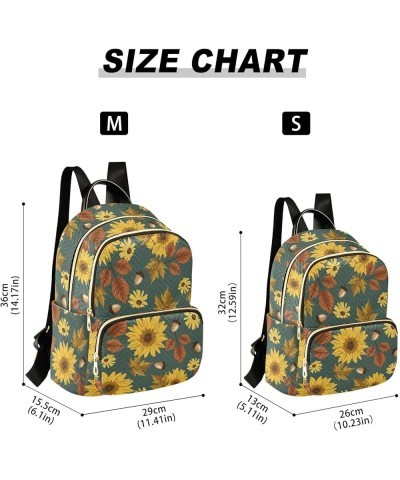 Autumn Sunflowers with Teal Women Backpack Purse Shoulder Bag Color Small $18.47 Backpacks