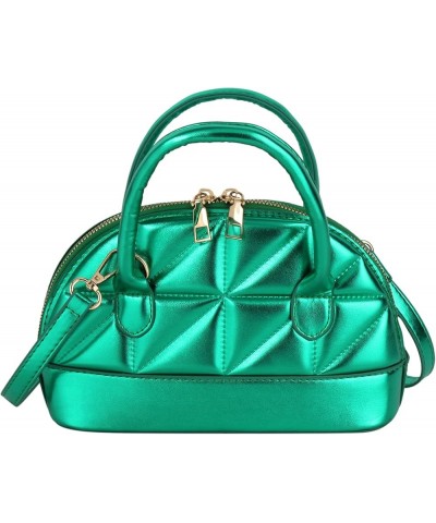 Women Patent Leather Handbag Zip Around Dome Shoulder Bag Mini Top Handle Satchel Tote Purse Green $18.64 Totes