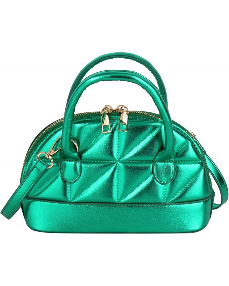 Women Patent Leather Handbag Zip Around Dome Shoulder Bag Mini Top Handle Satchel Tote Purse Green $18.64 Totes