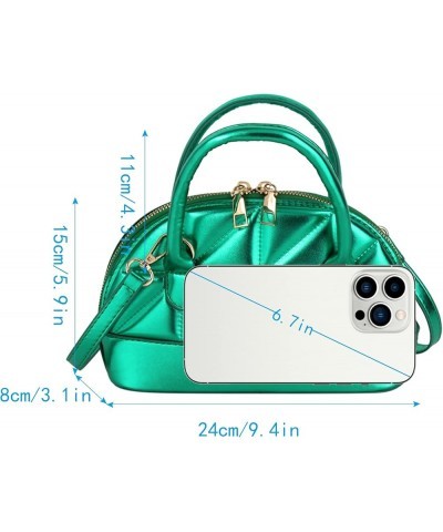 Women Patent Leather Handbag Zip Around Dome Shoulder Bag Mini Top Handle Satchel Tote Purse Green $18.64 Totes