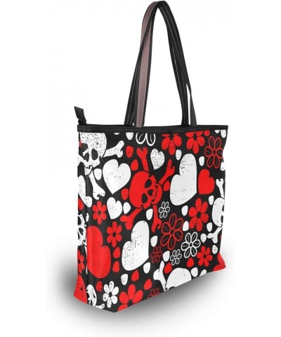 Pickleball Balls Women Fashion Handbags Wallet Tote Bag Shoulder Bag Tote Top Handle Red Skulls Flowers $9.20 Totes