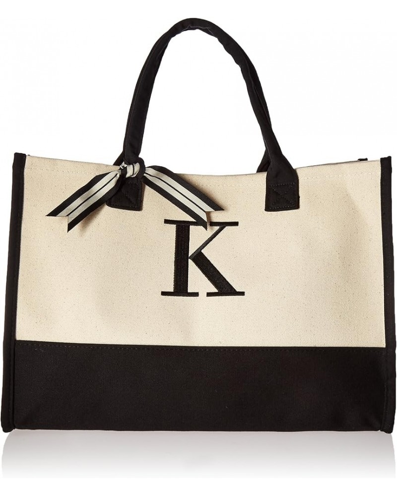 Classic Black and White Initial Canvas Tote Bags (R), 100% Cotton, 17" x 19" x 2 K $10.78 Totes