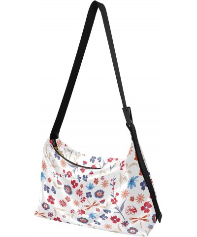 Floral Colorful Flowers Hobo Shoulder Bag for Women Men PU Leather Crossbody Bag Slouchy Tote Handbags for Working Traveling ...