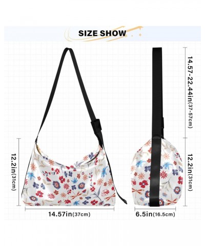 Floral Colorful Flowers Hobo Shoulder Bag for Women Men PU Leather Crossbody Bag Slouchy Tote Handbags for Working Traveling ...